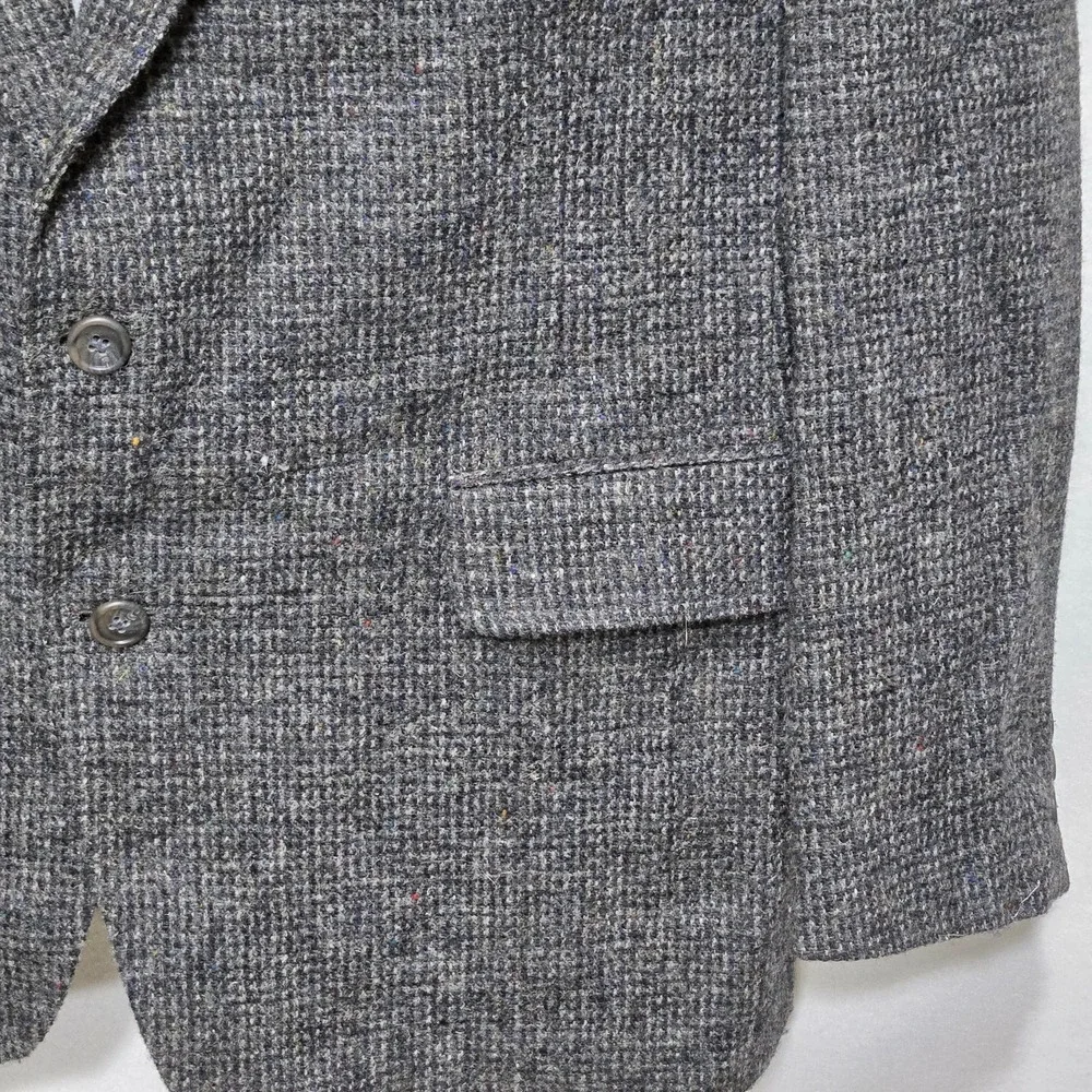 Patrick James Harris Tweed Blazer Mens‎ 44R Gray Wool Scottish Vintage Style USA
